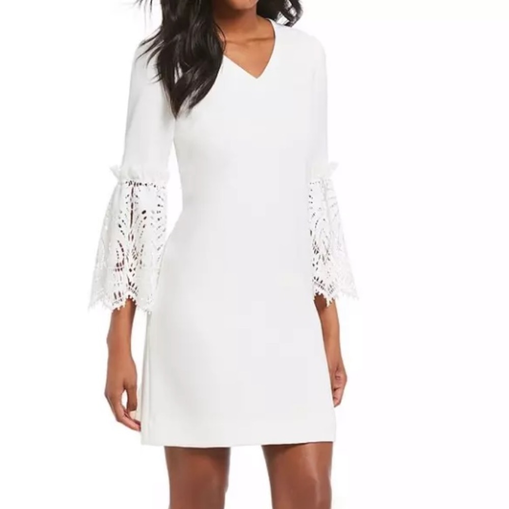 Ivory White Lace Belle Sleeve Bridal Shower Dress